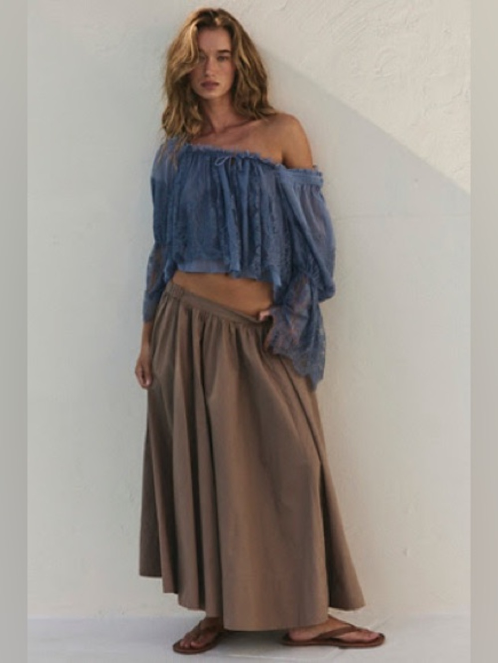 Free People - Lowen Midi Skirt in Dusted Cocoa